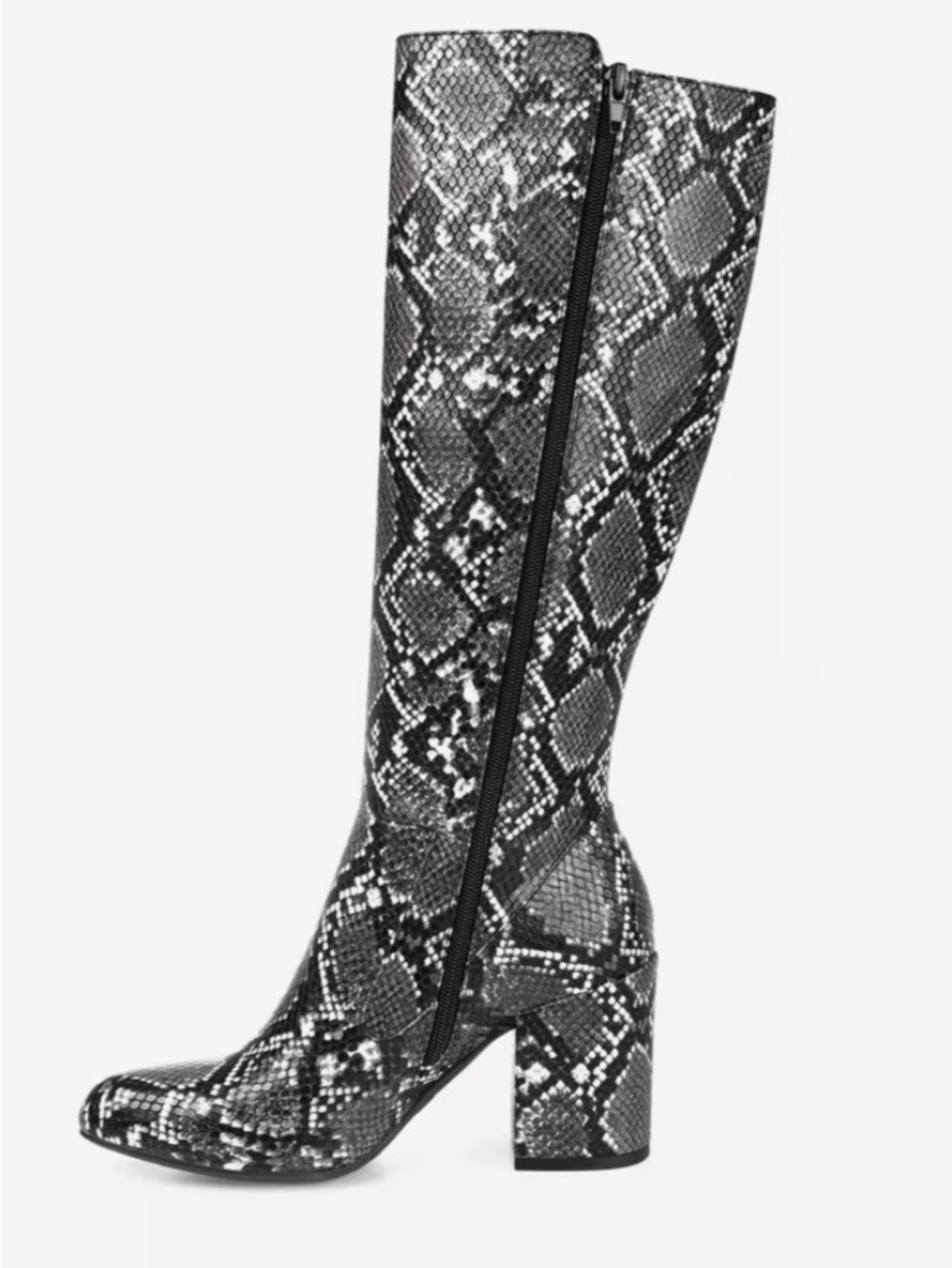Journee Collection Black & Gray Snakeskin Over-the-Knee Block Heel Boots